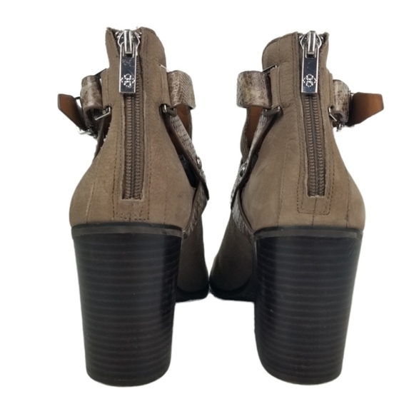 Arturo Chiang Caraleigh Peep Toe Leather Booties Warm Neutral Women's Size 8.5 - Picture 7 of 11